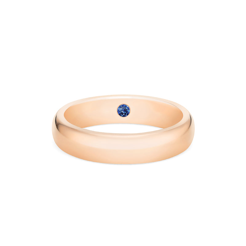 [Noah] Men's Classic Comfort Fit Band with Hidden Blue Sapphire, 5mm