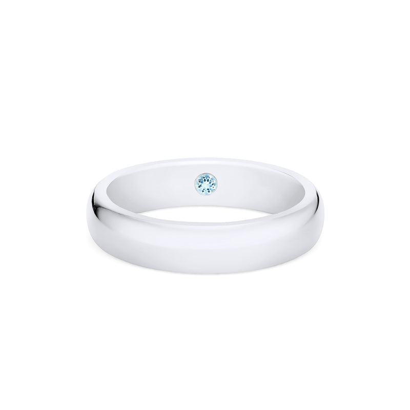 [Noah] Men's Classic Comfort Fit Band with Hidden Aquamarine, 5mm