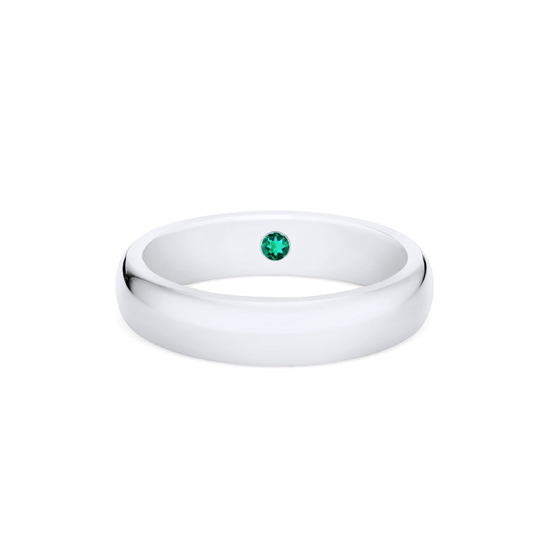 [Noah] Men's Classic Comfort Fit Band with Hidden Emerald, 5mm