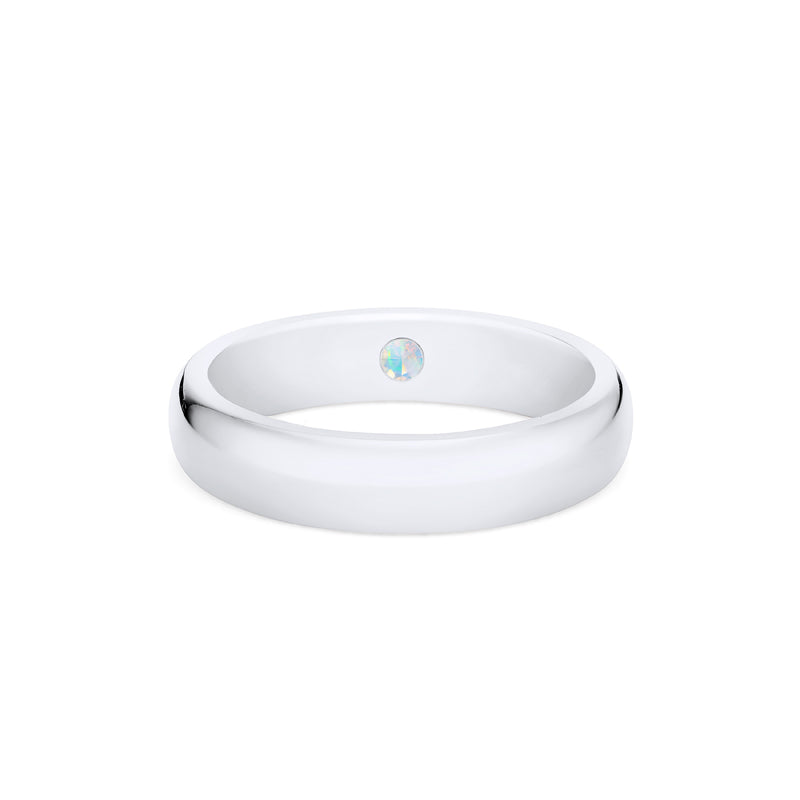 [Noah] Men's Classic Comfort Fit Band with Hidden Opal, 5mm