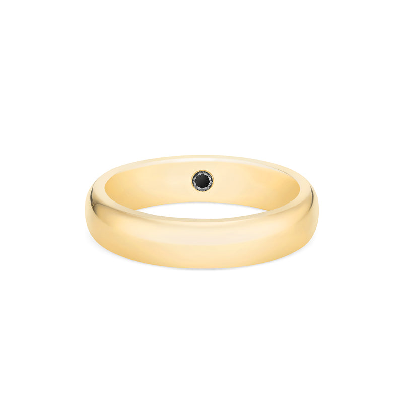 [Noah] Men's Classic Comfort Fit Band with Hidden Black Diamond, 5mm