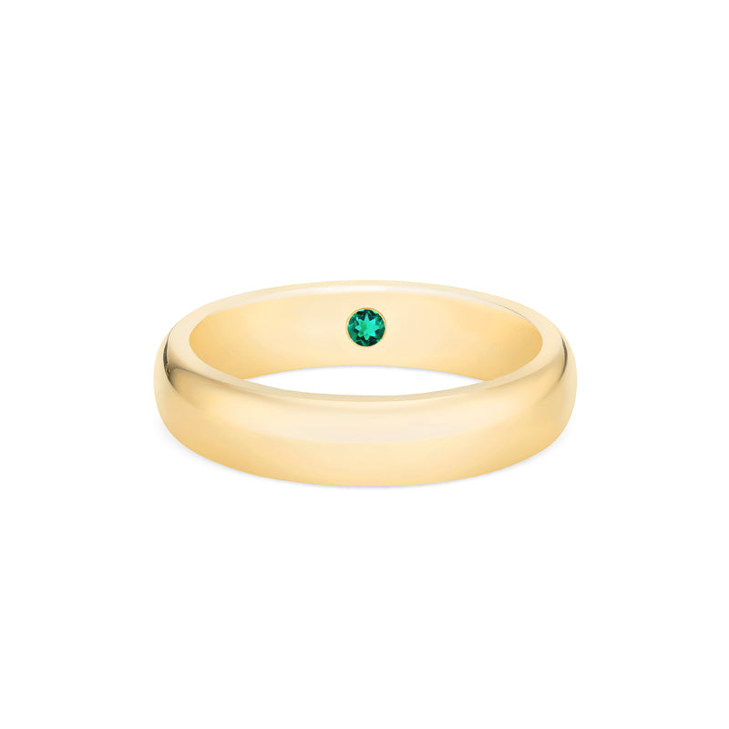 [Noah] Men's Classic Comfort Fit Band with Hidden Emerald, 5mm