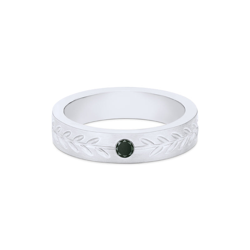 [Juniper] Unisex Gemstone Laurel Leaf Band in Black Diamond
