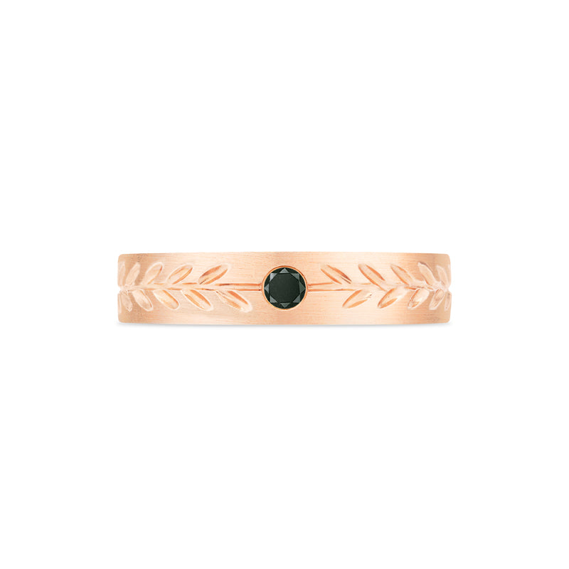 [Juniper] Unisex Gemstone Laurel Leaf Band in Black Diamond