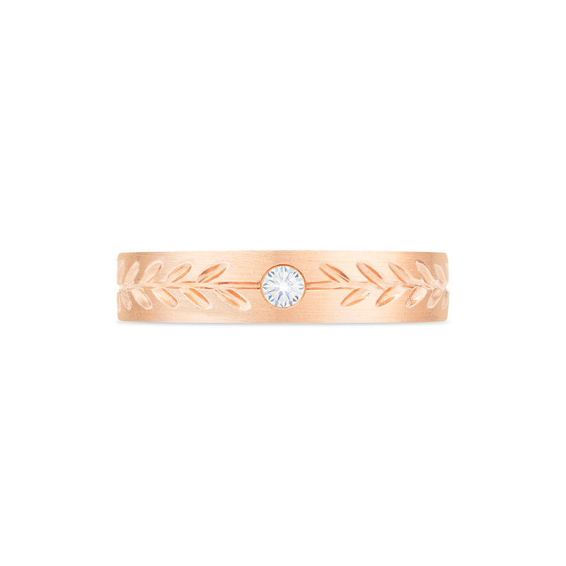 [Juniper] Unisex Gemstone Laurel Leaf Band in Diamond