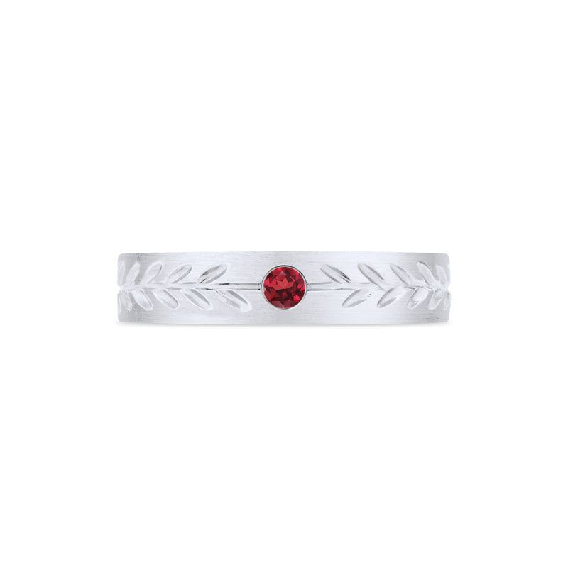 [Juniper] Unisex Gemstone Laurel Leaf Band in Black Diamond
