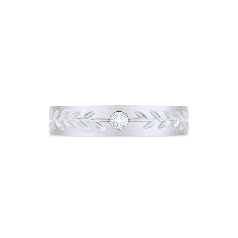 [Juniper] Unisex Gemstone Laurel Leaf Band in Diamond