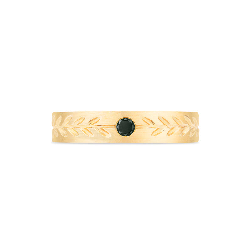 [Juniper] Unisex Gemstone Laurel Leaf Band in Black Diamond