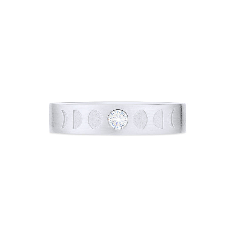 [Lucian] Men's Moon Phase Band in White Diamond