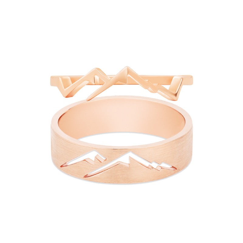 [Atlas & Gaia] Mountaineer Lovers Adventure Wedding Bands