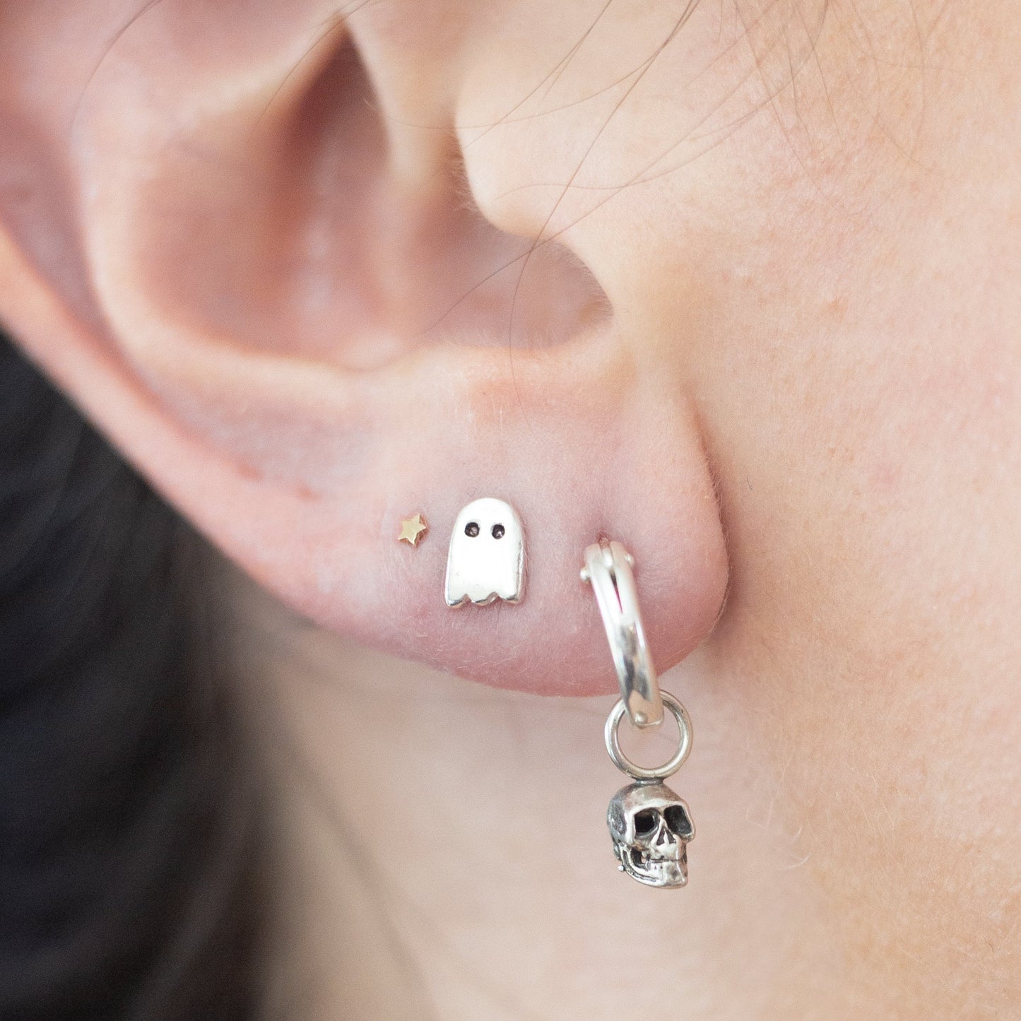 Sterling Silver Ghost Stud Earrings / ready to ship