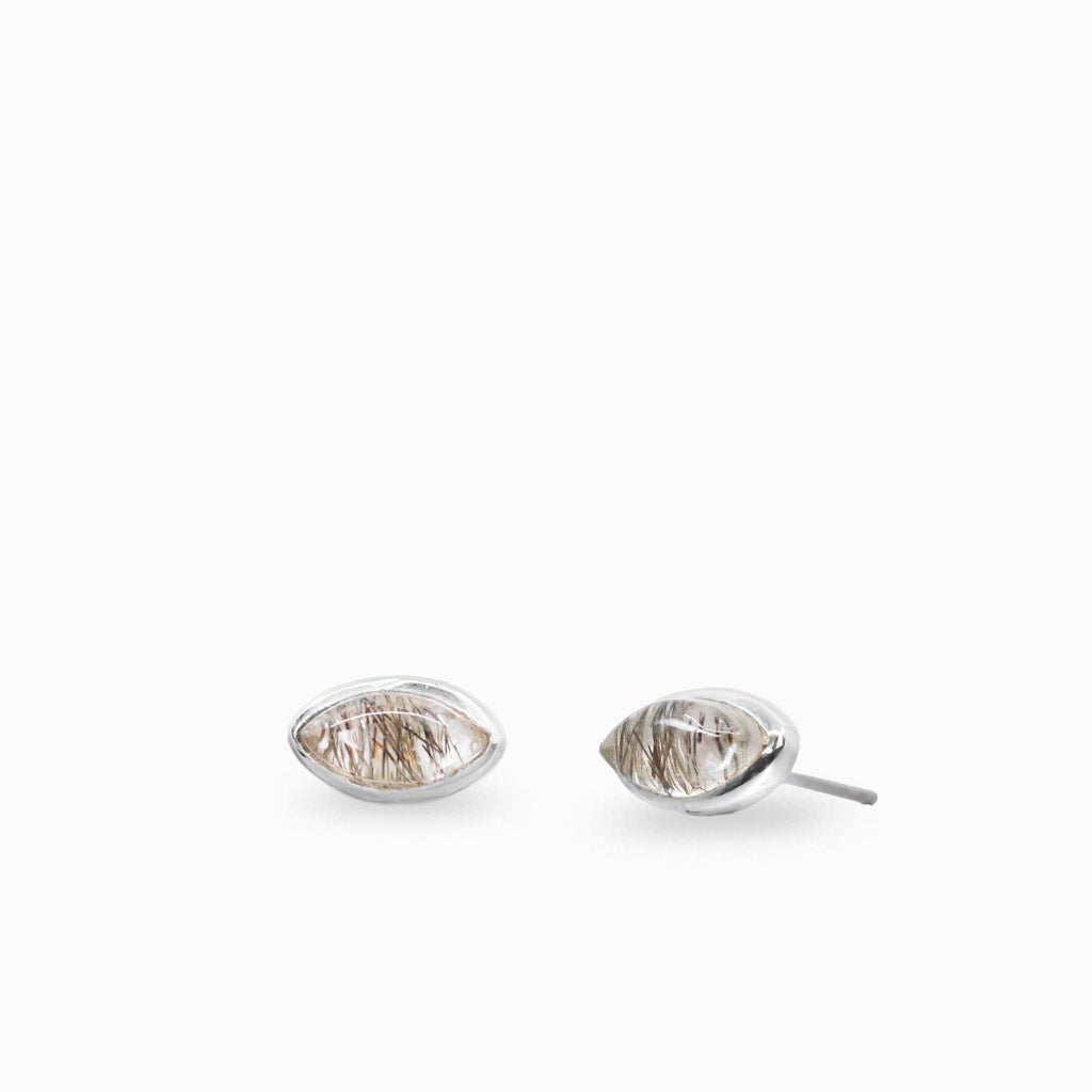Tourmalinated Quartz Stud Earrings