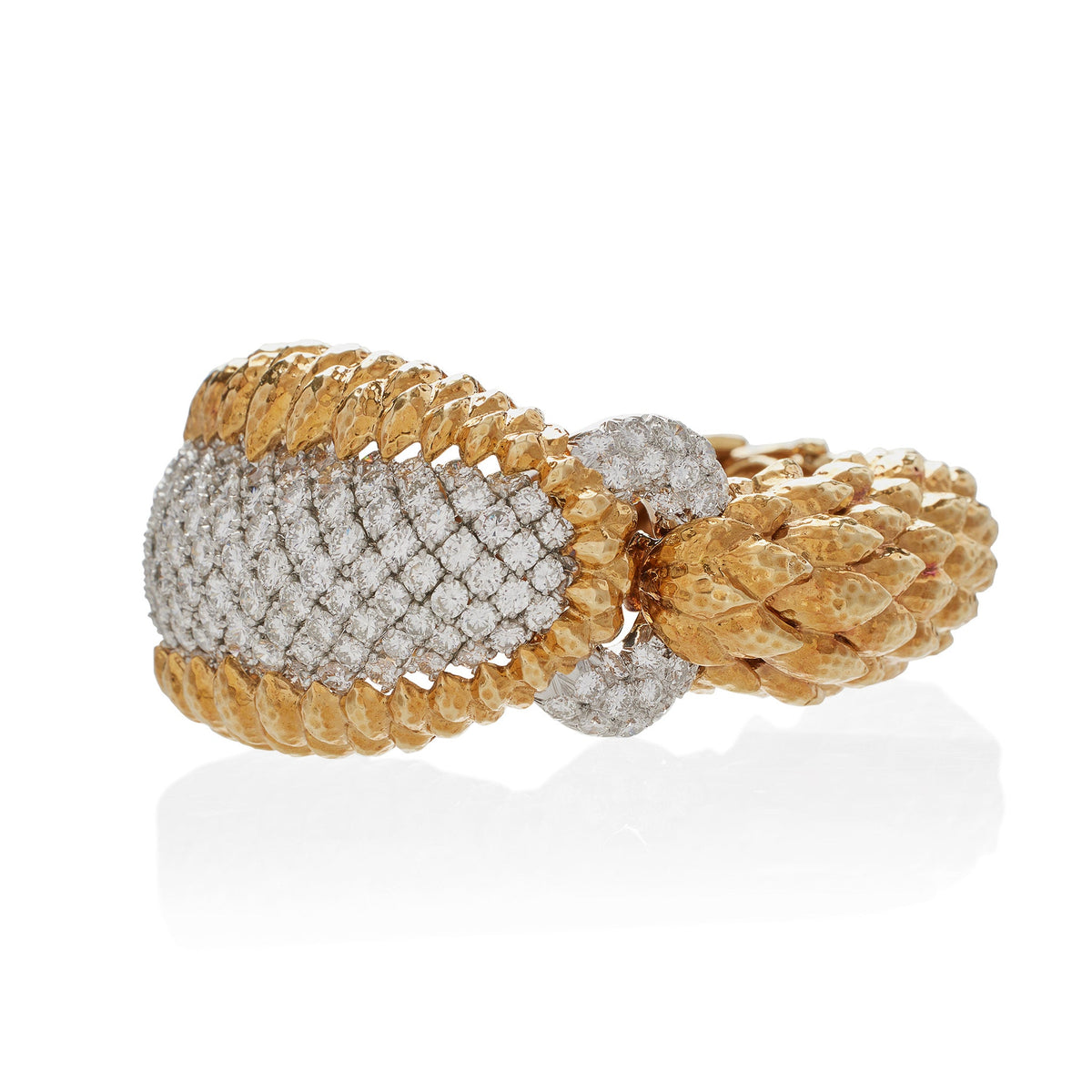 David Webb New York Unique “Crosshatch” Diamond Bracelet