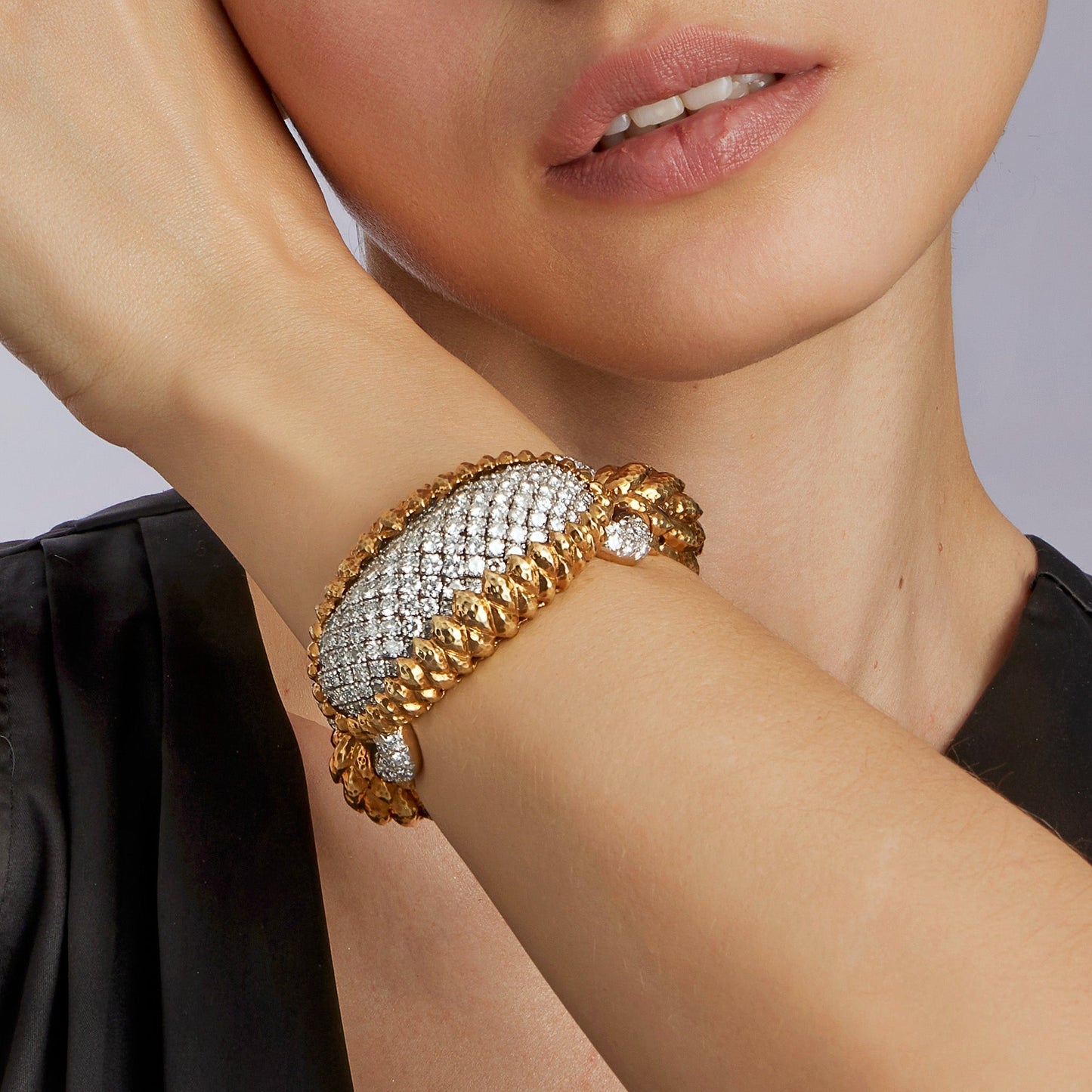 David Webb New York Unique “Crosshatch” Diamond Bracelet