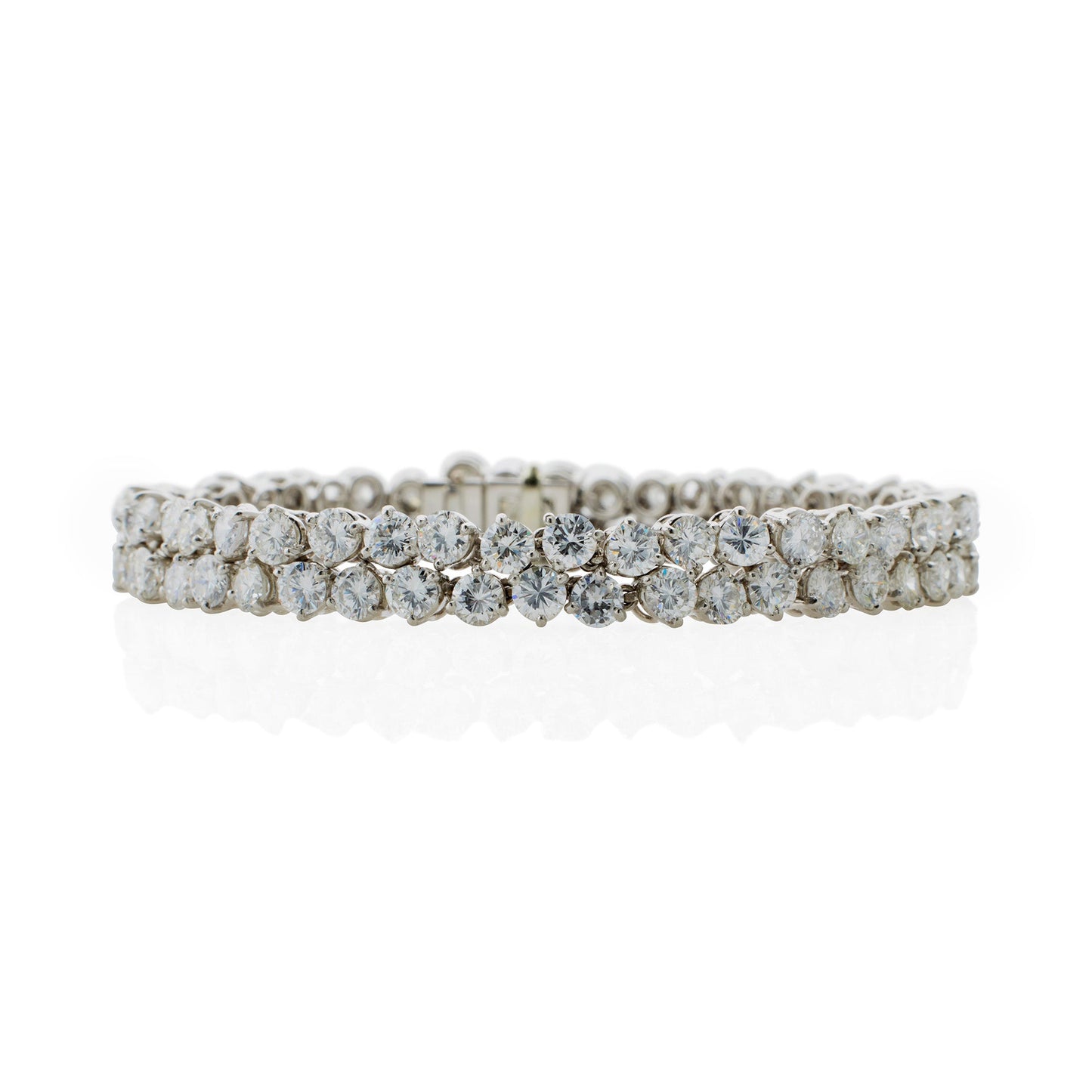 French Platinum and Diamond Double Line Bracelet, Bijouterie Bouchet