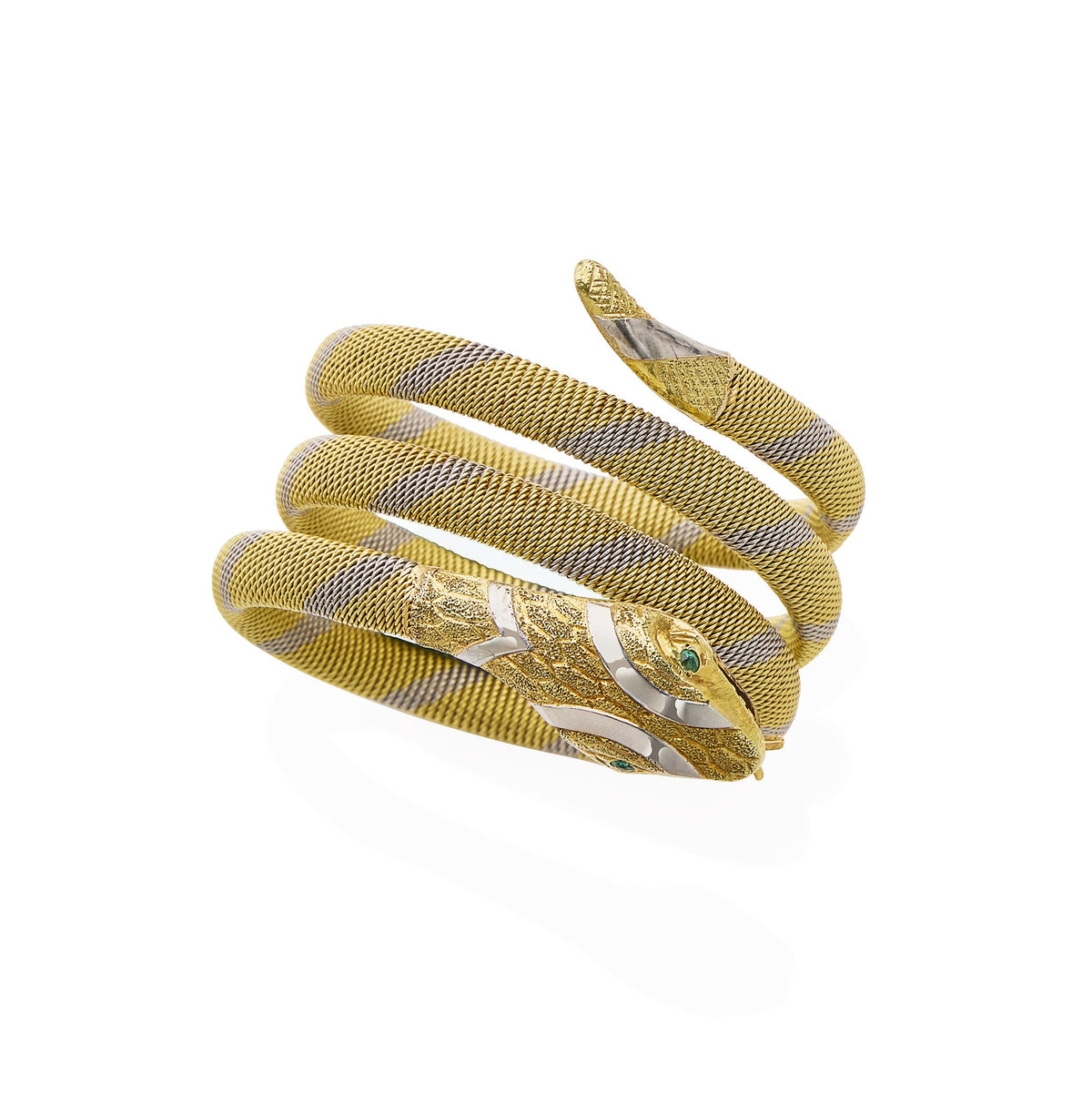 Antique 18K Gold and Platinum Snake Bracelet
