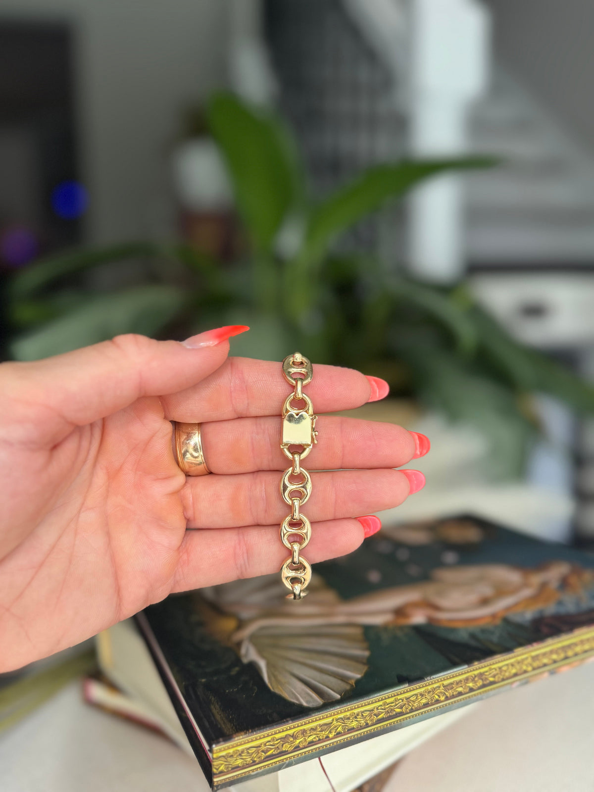 Vintage 14k Puffy Brushed Mariner Link Bracelet