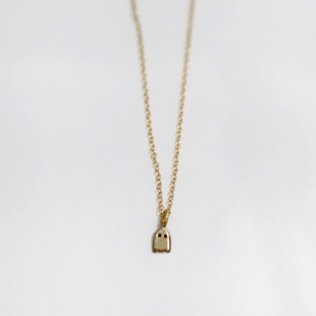 Ghost Charm Necklace in Brass / Gold Fill / ready to ship
