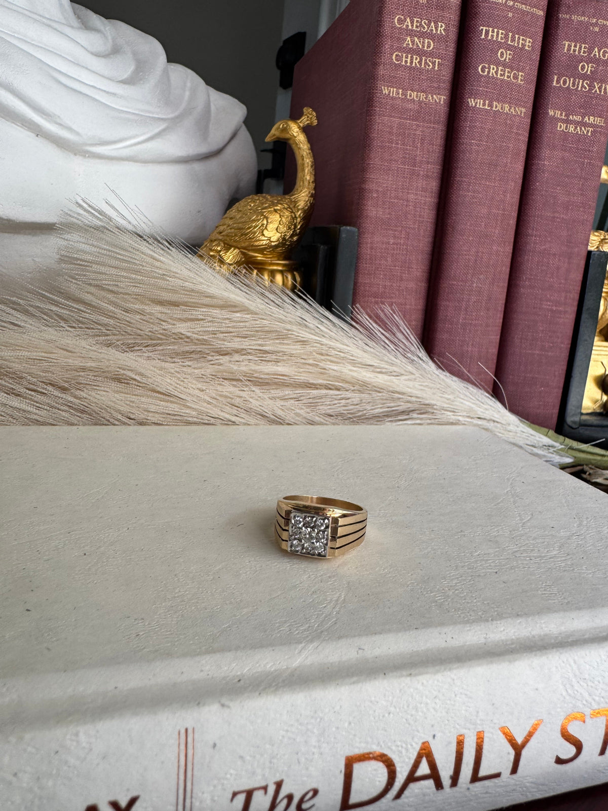 Vintage 14k Yellow & White Gold Diamond Cluster Ring