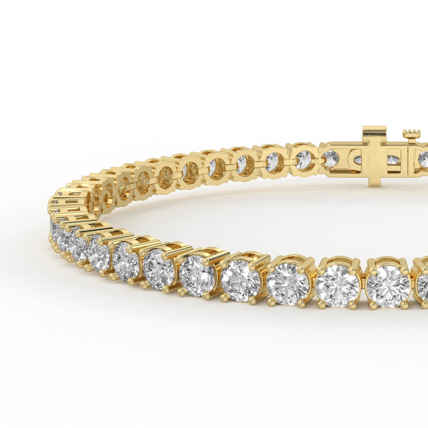 10 ctw Round Brilliant Cut Womens Tennis Bracelet in 14K Yellow Gold