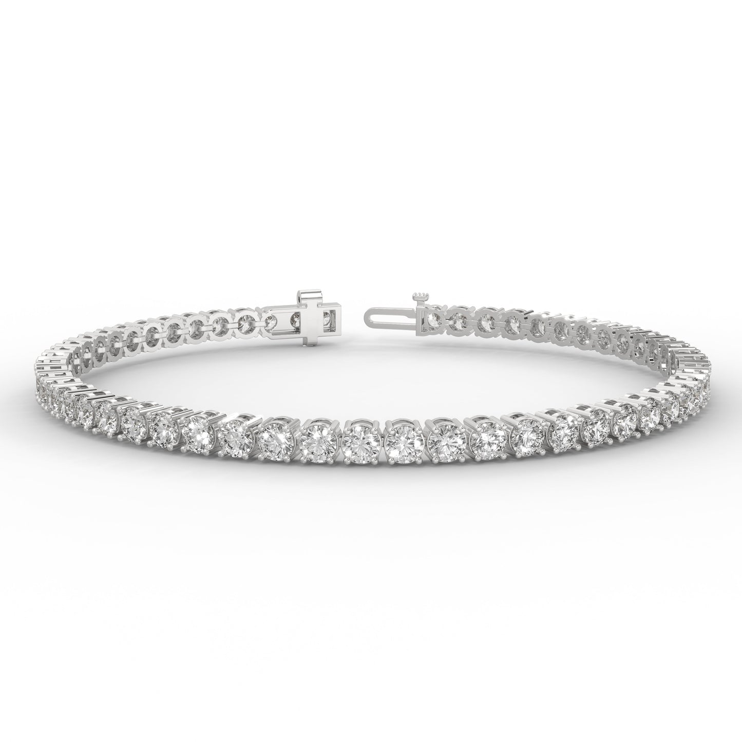 5 ctw Round Cut Lab Grown Tennis Bracelet in 14K White Gold