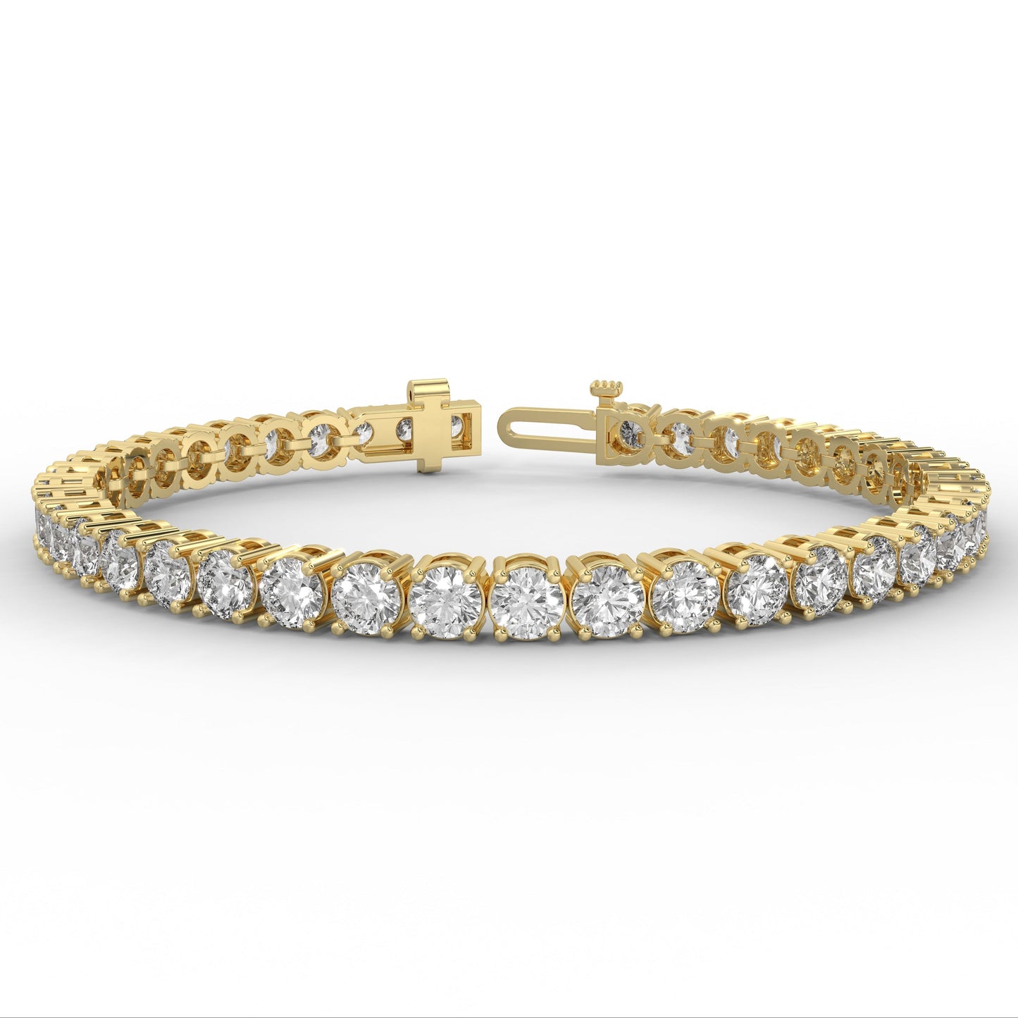 10 ctw Round Brilliant Cut Womens Tennis Bracelet in 14K Yellow Gold