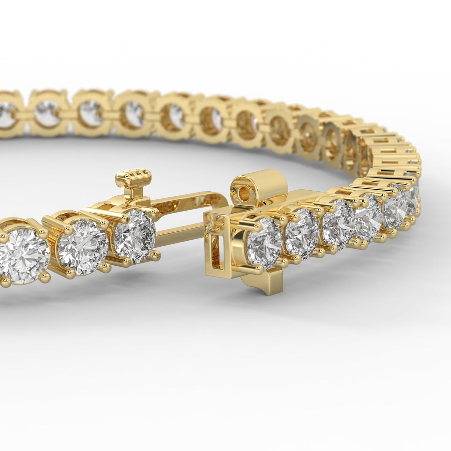 10 ctw Round Brilliant Cut Womens Tennis Bracelet in 14K Yellow Gold