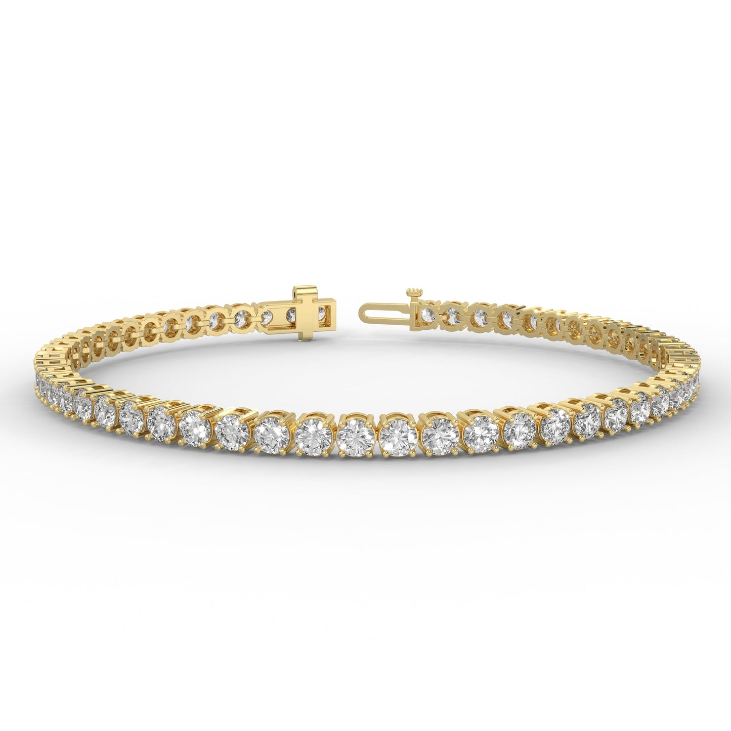 5 Carat Round Cut Tennis Bracelet for Women in 14K Yellow Gold
