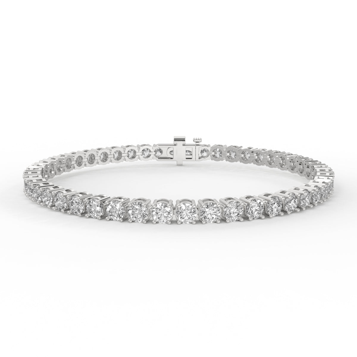10 Carat Round Lab Diamond Tennis Bracelet in 14K White Gold