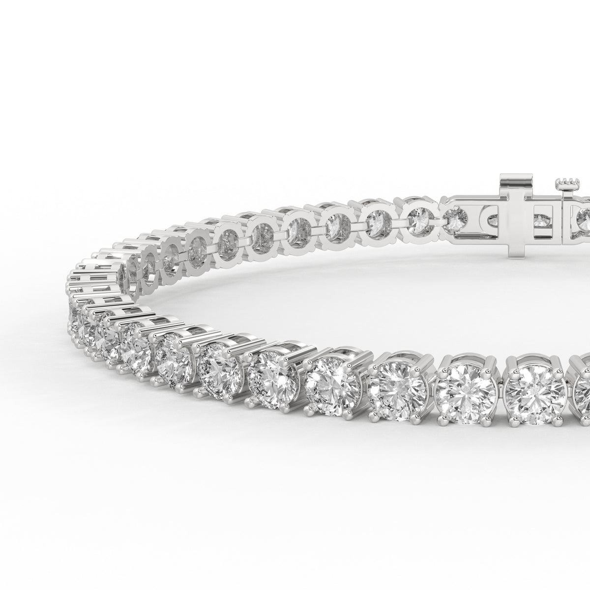 10 Carat Round Lab Diamond Tennis Bracelet in 14K White Gold