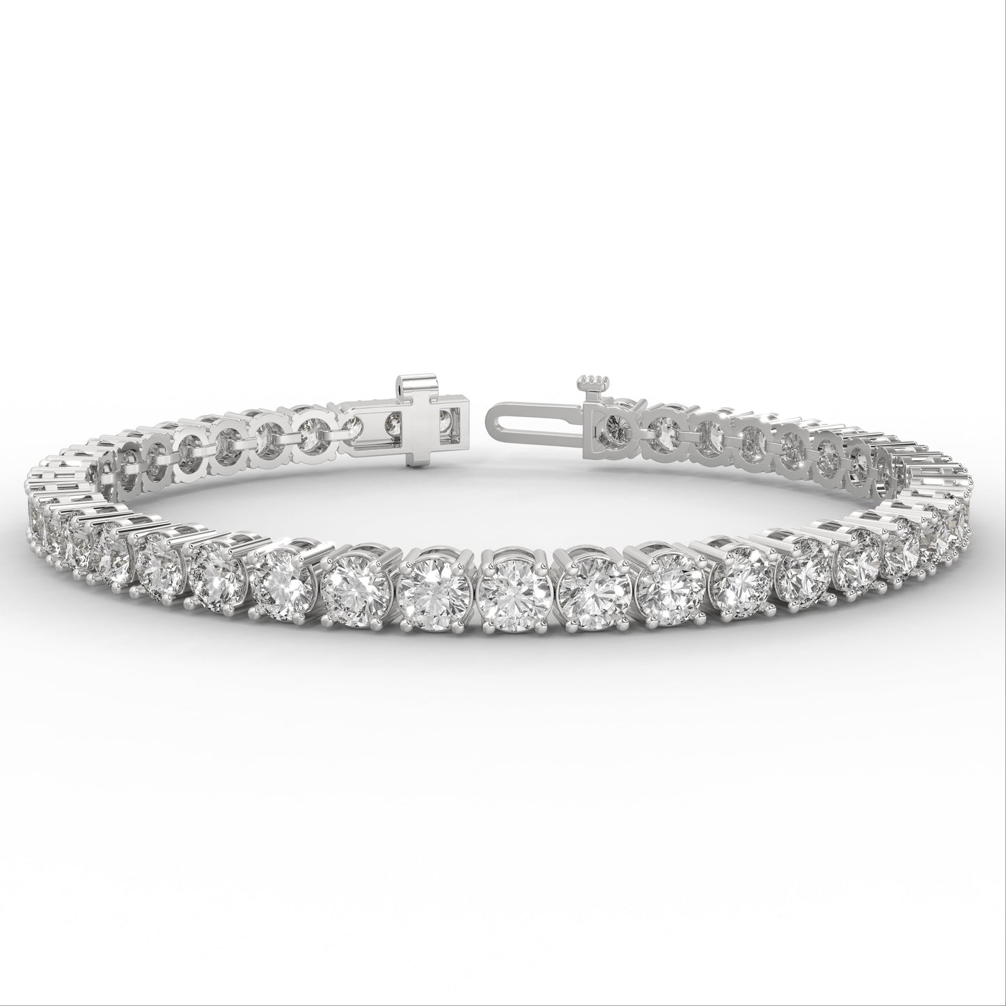 10 Carat Round Lab Diamond Tennis Bracelet in 14K White Gold