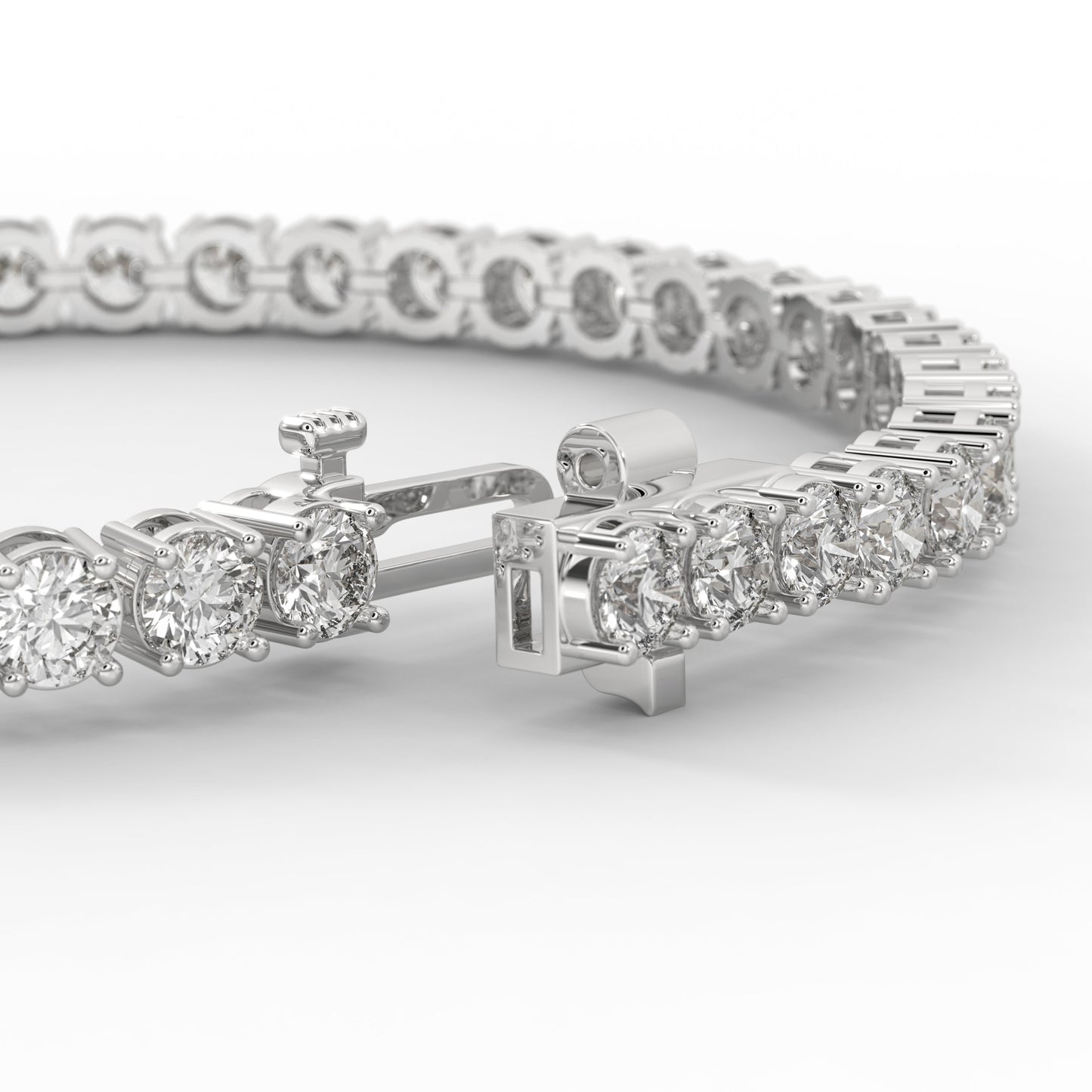 10 Carat Round Lab Diamond Tennis Bracelet in 14K White Gold