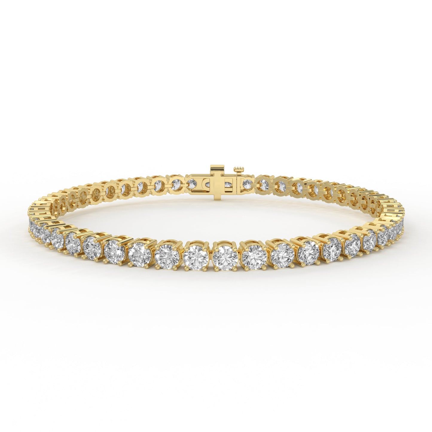 10 ctw Round Brilliant Cut Womens Tennis Bracelet in 14K Yellow Gold