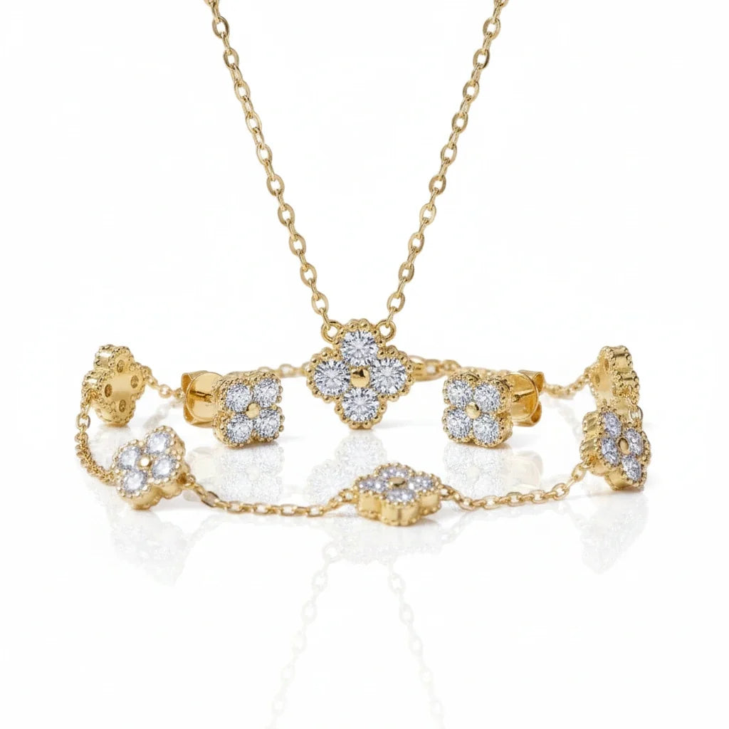 Four Clover Leaf Diamond Option Jewelry Set