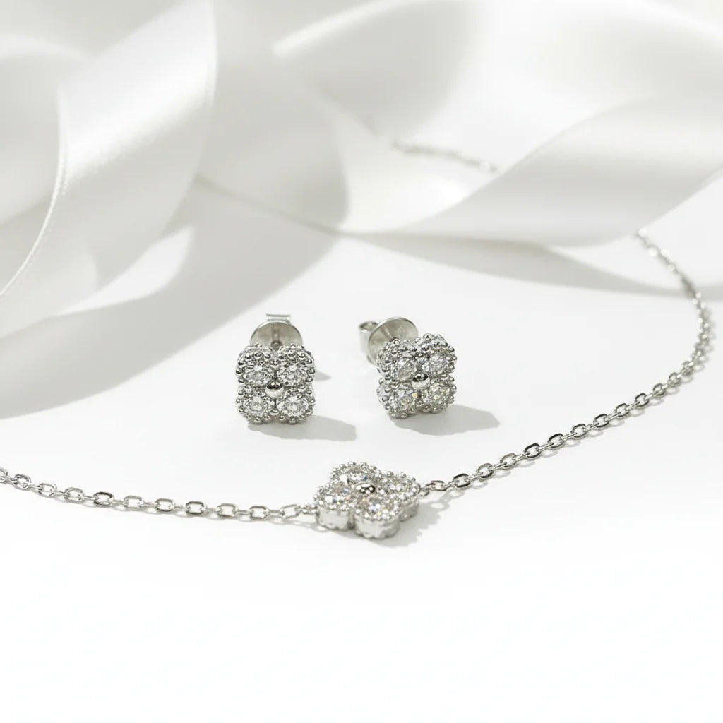 Four Clover Leaf Diamond Option Jewelry Set
