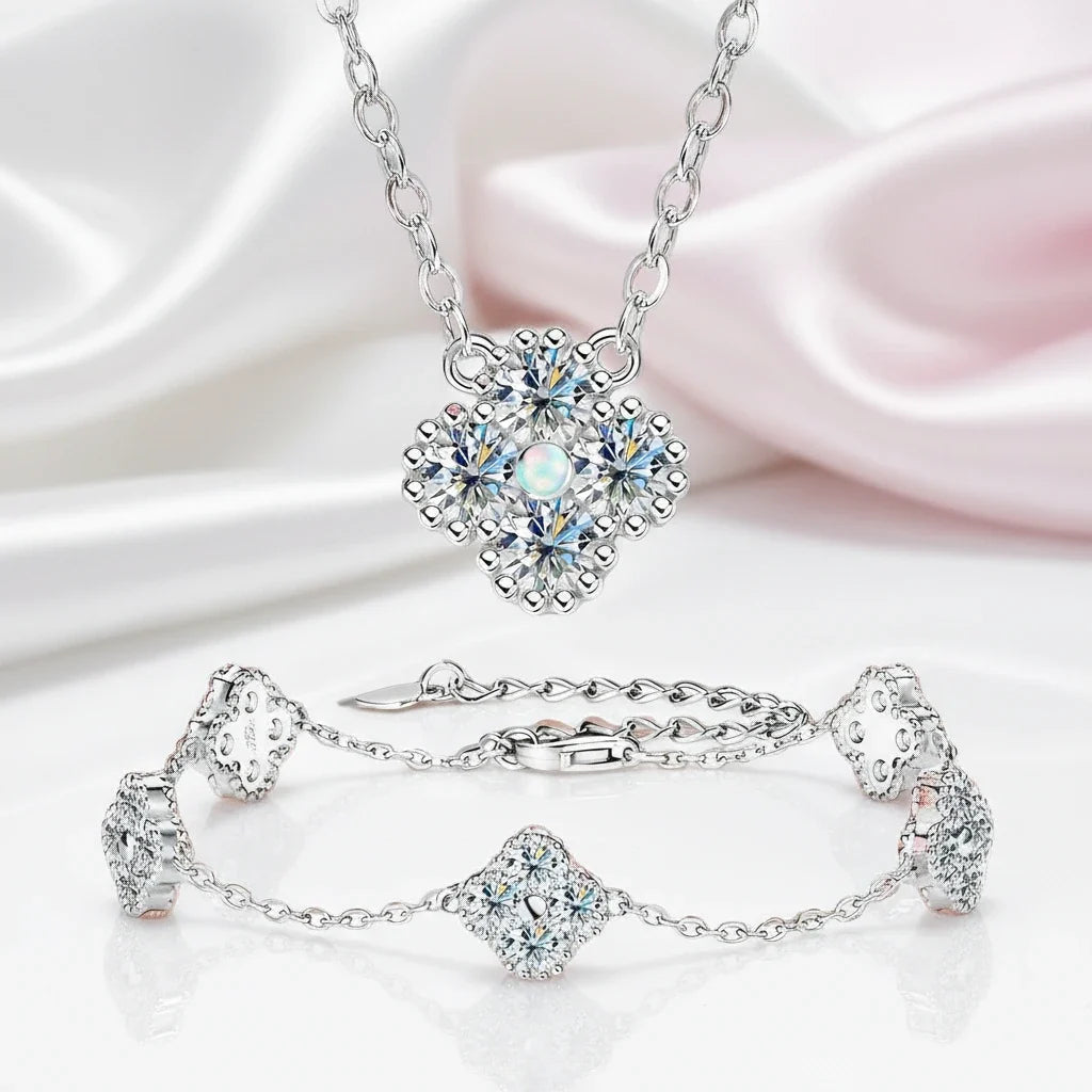 Four Clover Leaf Diamond Option Jewelry Set