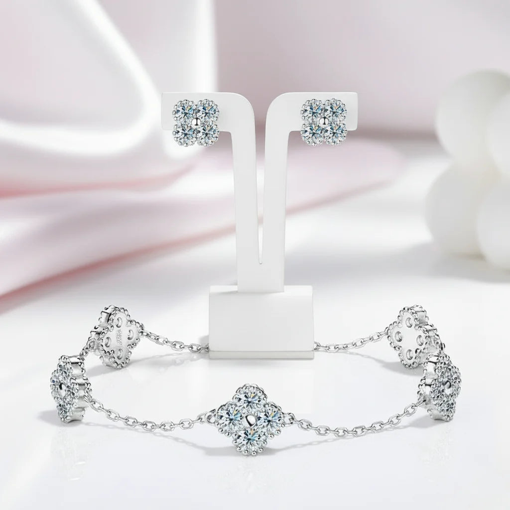 Four Clover Leaf Diamond Option Jewelry Set