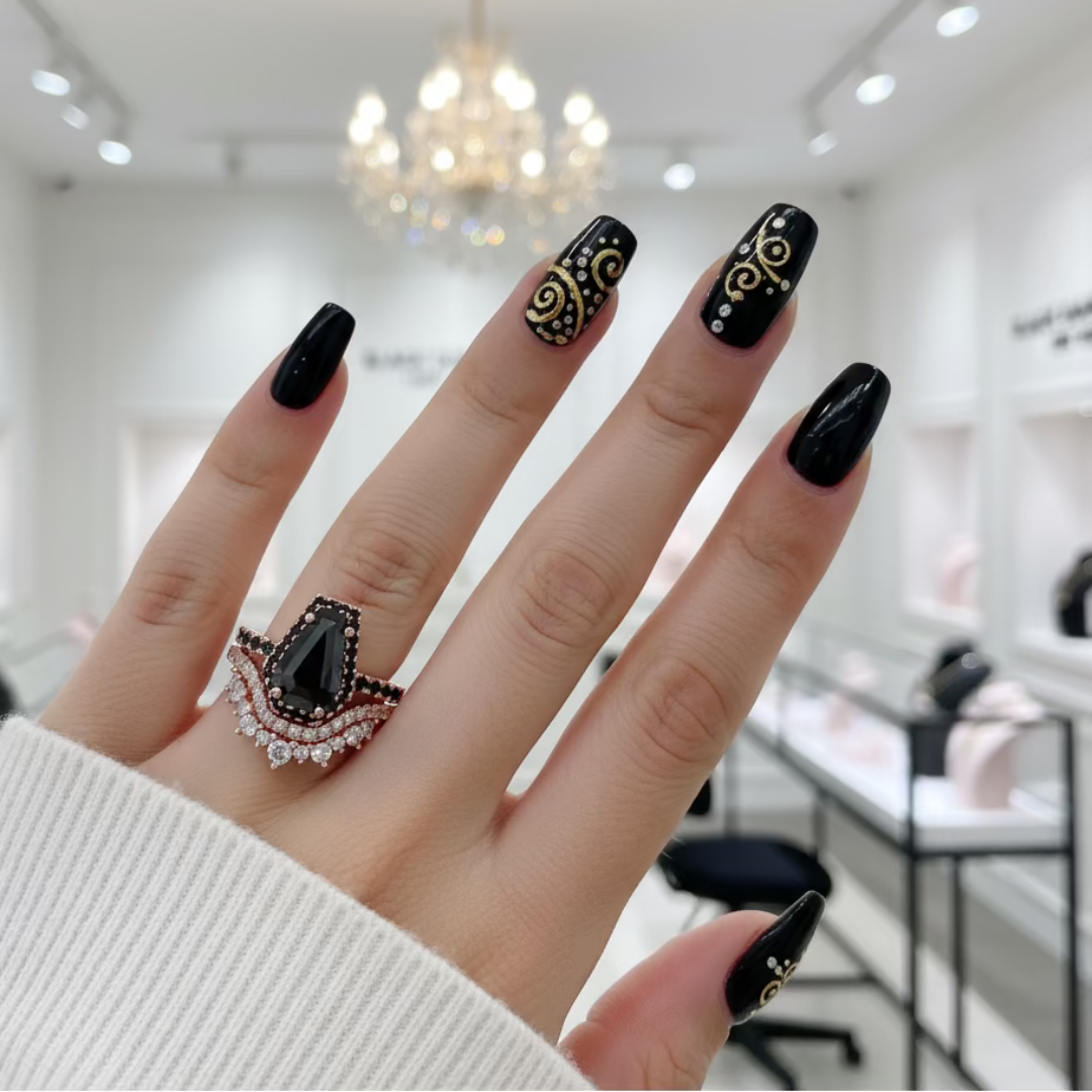 Best Love Rings in Rose Gold- Rare Coffin Cut Diamond Option Gothic Ring Set