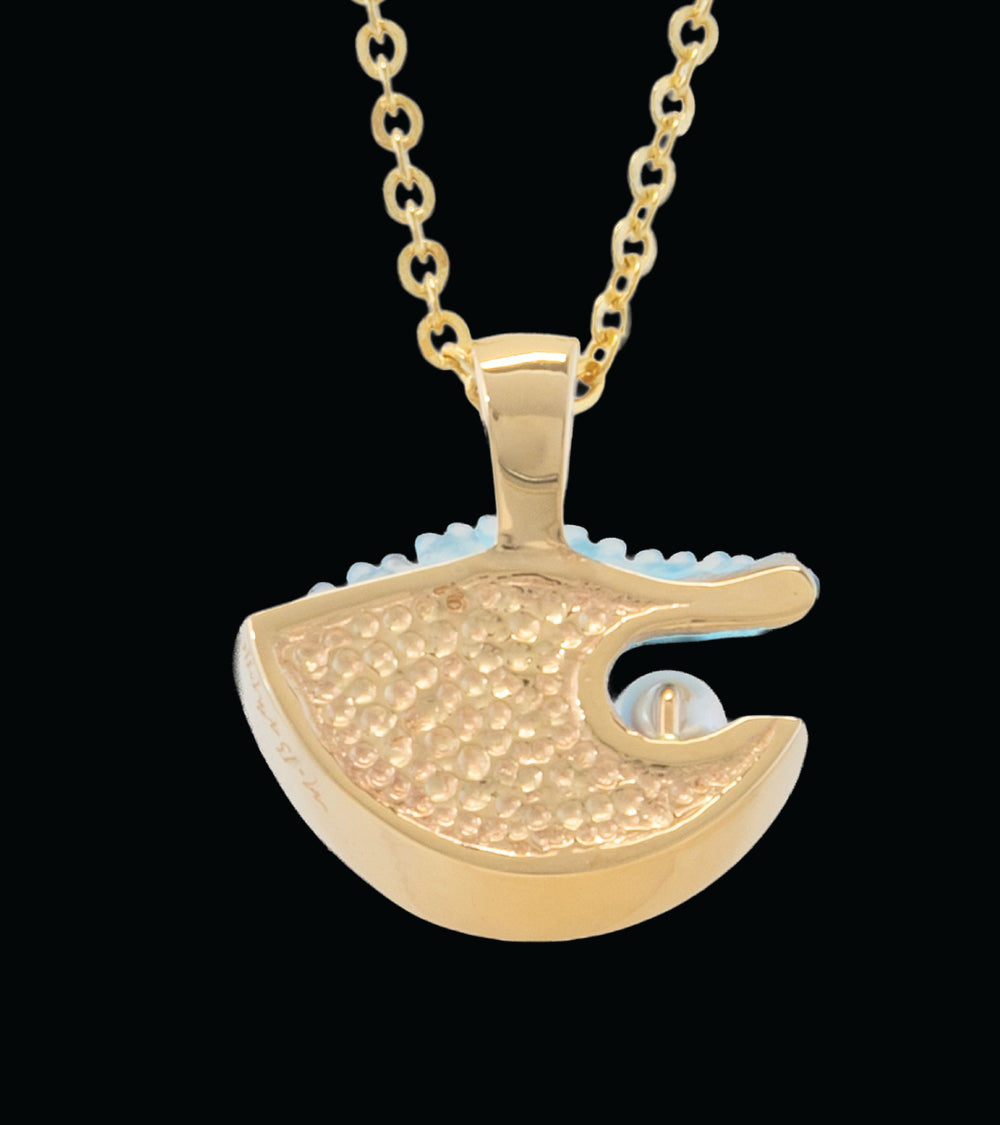 14k Yellow Gold and Pearl Medium Mid Wave Pendant