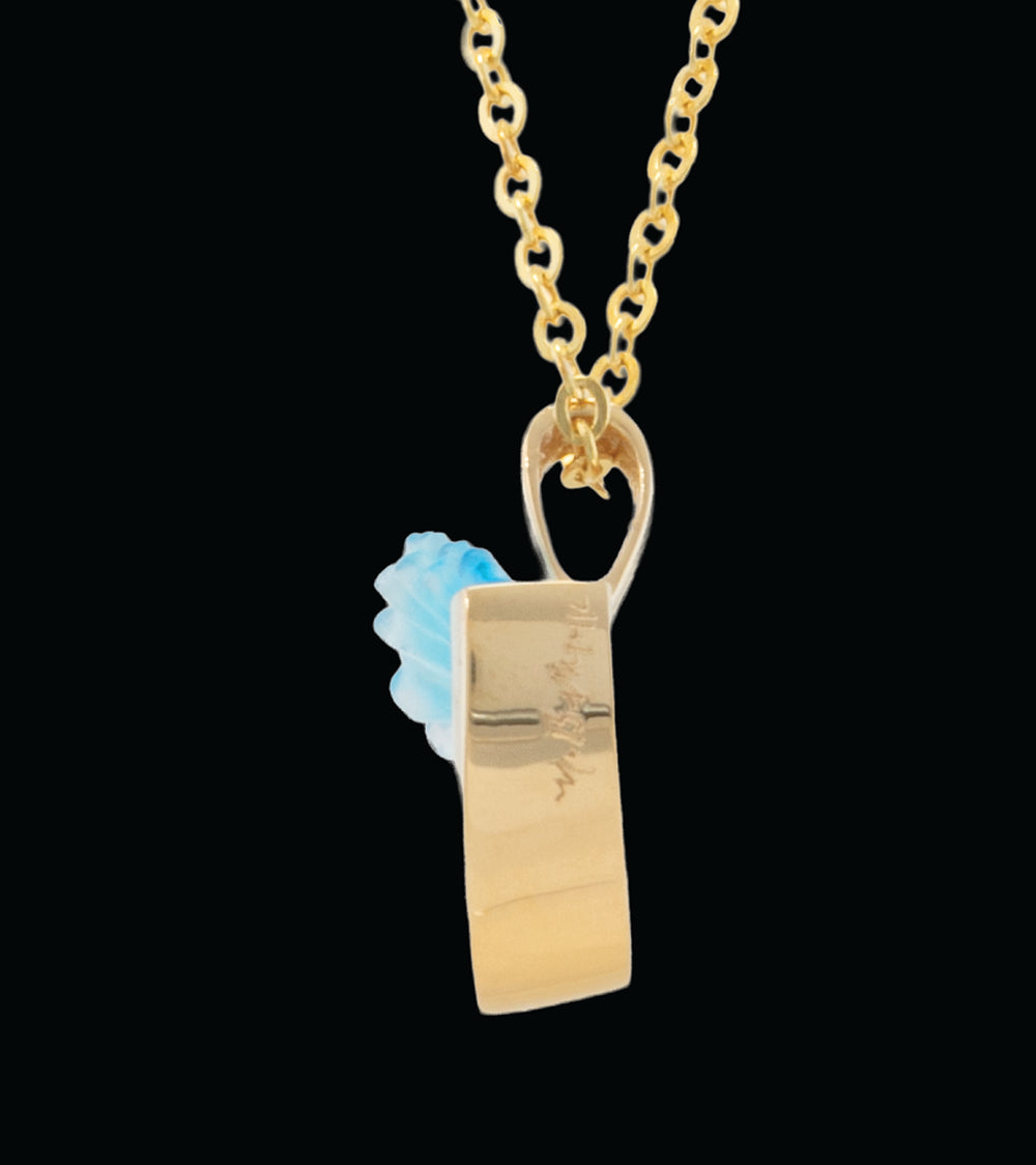 14k Yellow Gold and Pearl Medium Mid Wave Pendant