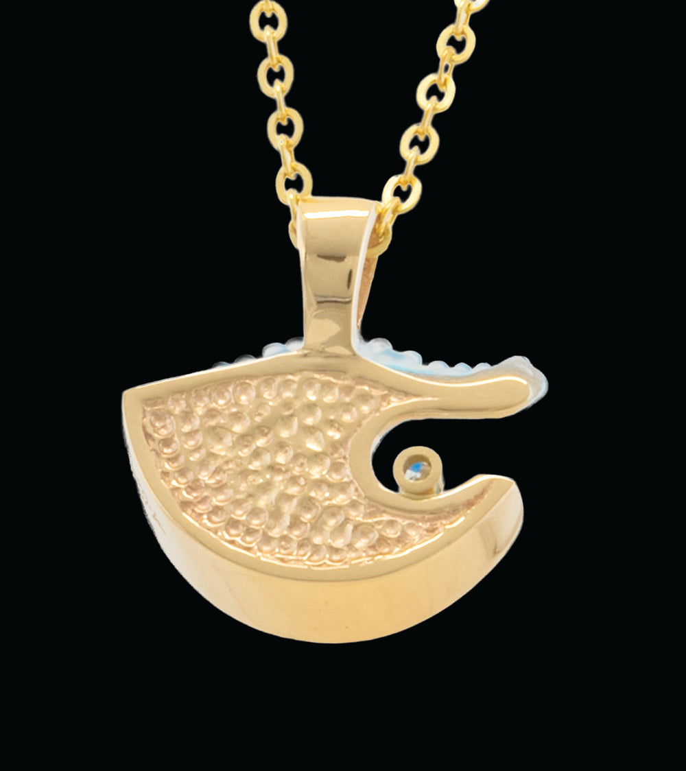 14k Yellow Gold and Diamond Medium Mid Wave Pendant