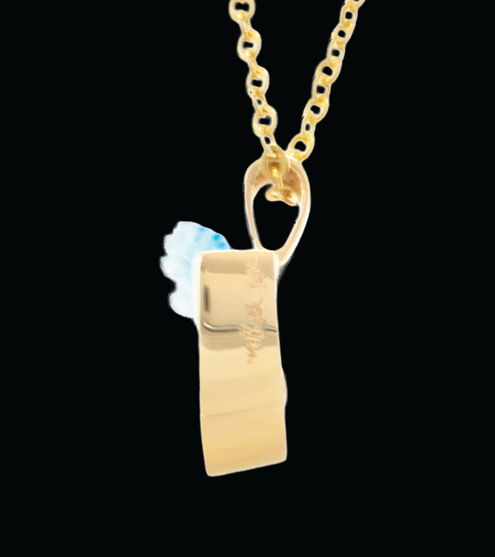 14k Yellow Gold and Diamond Medium Mid Wave Pendant