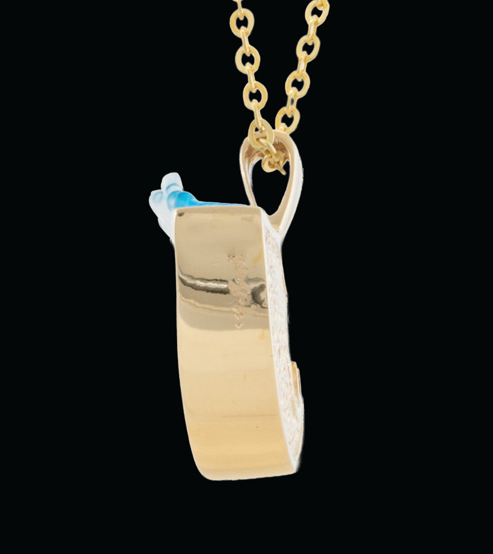 14k Yellow Gold and Diamond Large Mid Wave Pendant