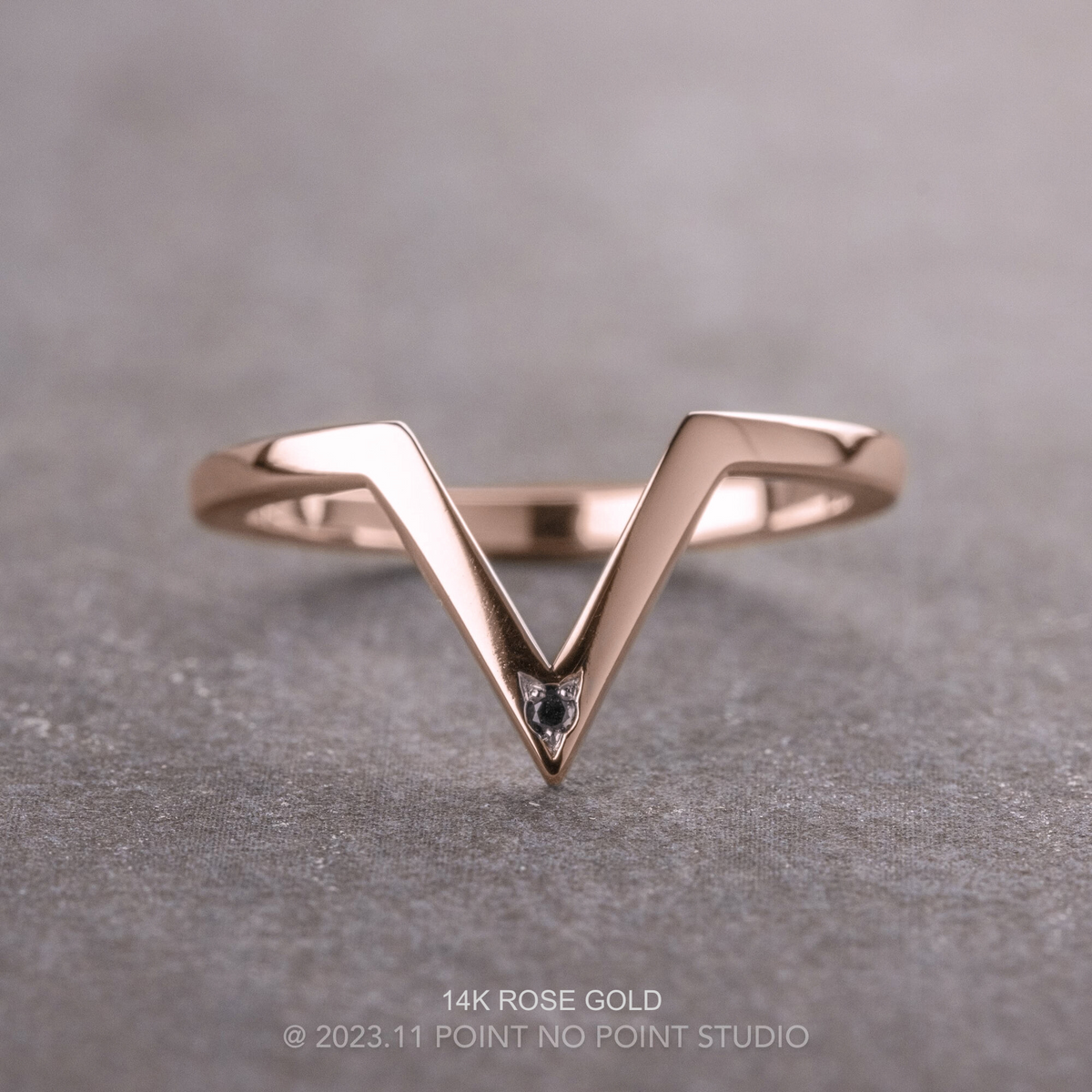 Victoria Wedding Ring, Single Black Diamond