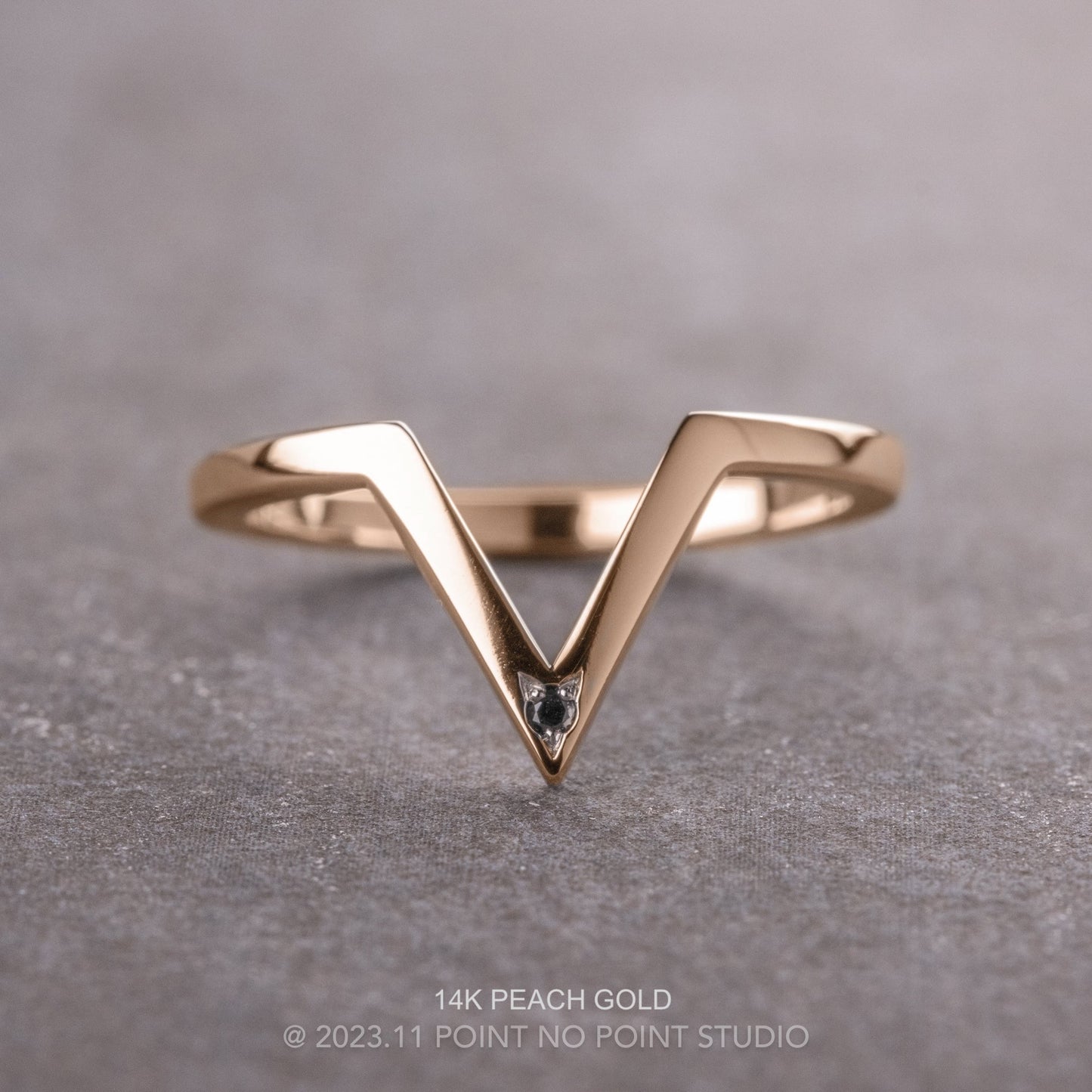 Victoria Wedding Ring, Single Black Diamond