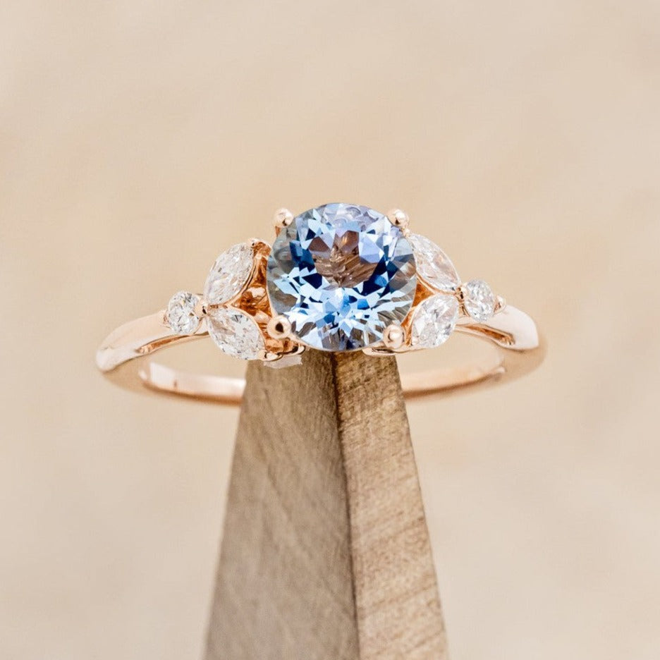 "Blossom" - Aquamarine Engagement Ring With Diamond Accents