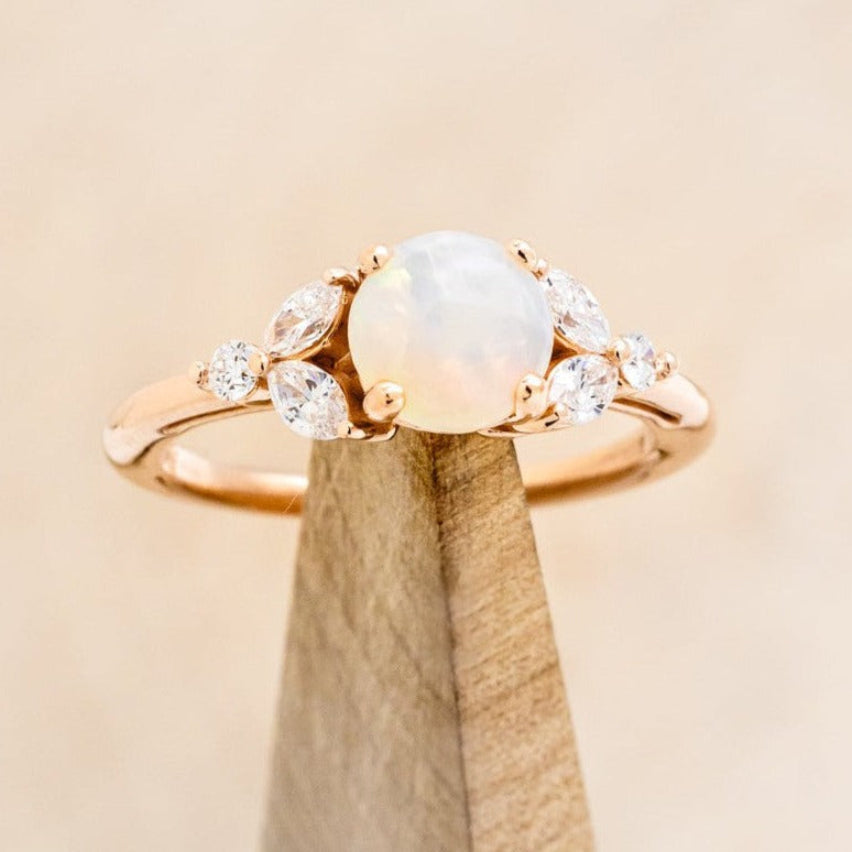 "Blossom" - Cabochon Cut Opal Engagement Ring With Diamond Accents