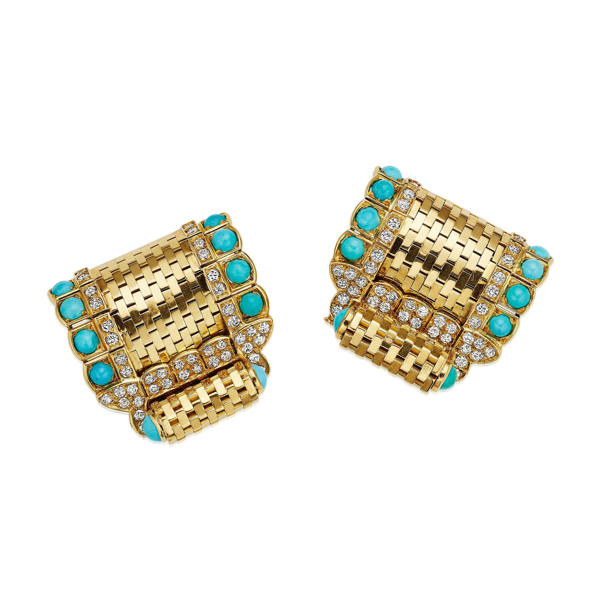 Van Cleef & Arpels Paris Pair of "Ludo Briquette" Brooches