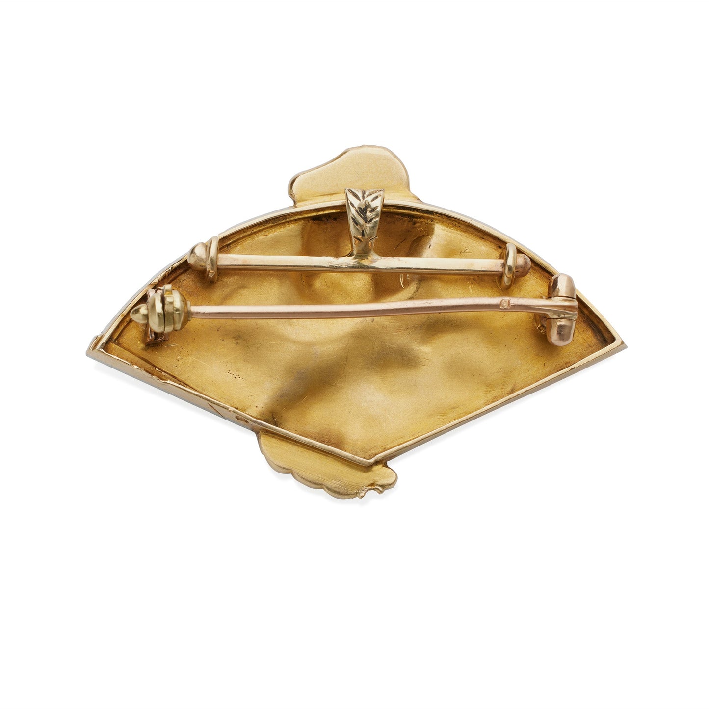 Jules Chéret Art Nouveau 18K Gold and Rose-cut Diamond Brooch