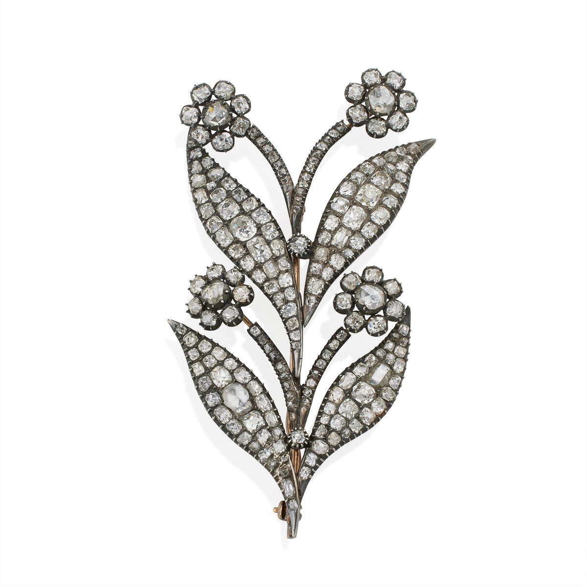 Antique Diamond Flower Brooch